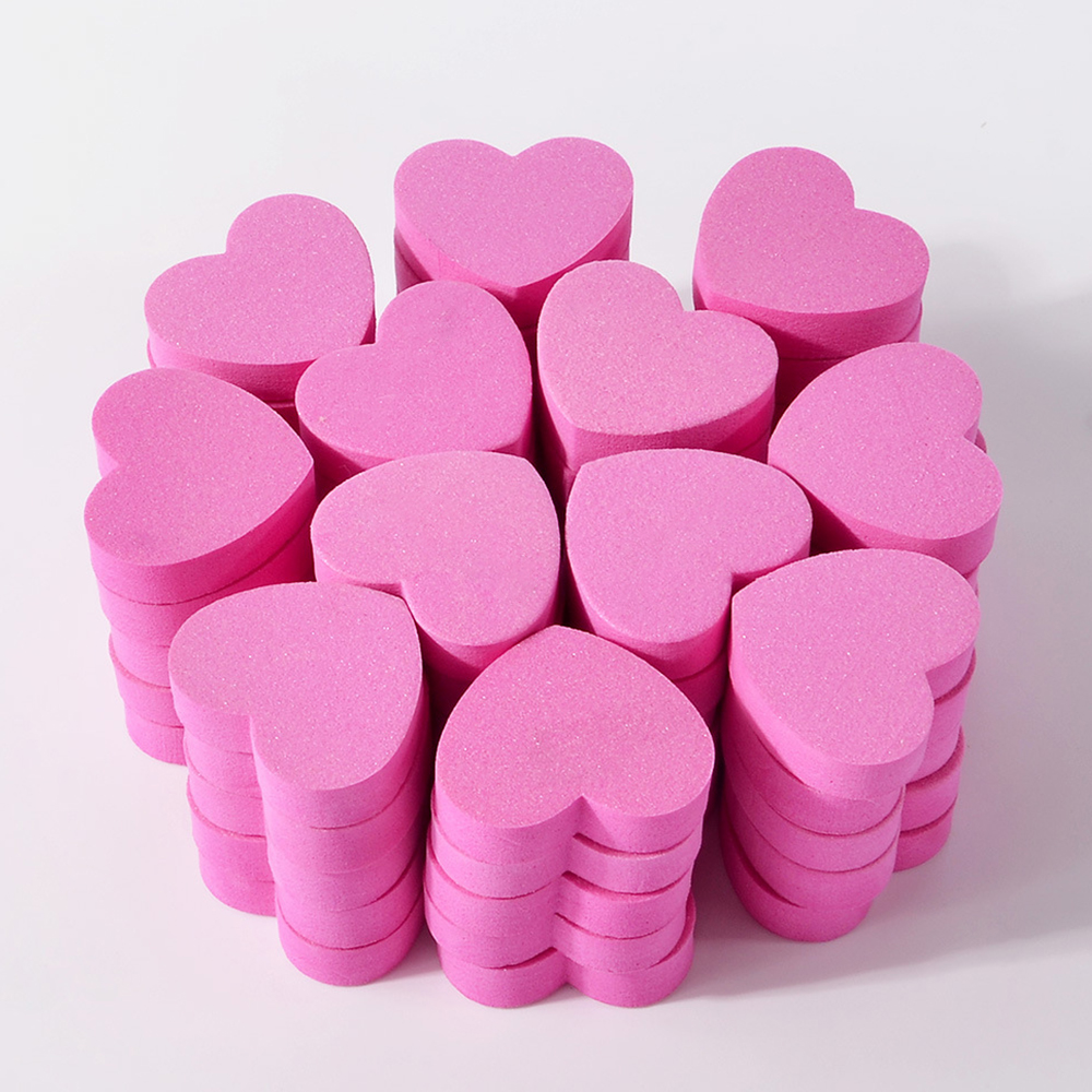 Color: WHITE - 1pc/5pcs/10pcs Heart Sponge Nail Files Blocks 180/240 Double-sided Polishing Sanding Buffer Washable Sandpaper Manicure Tools