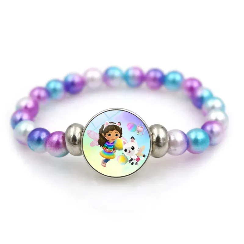 Color: black, Size: 40cm - Gabby Dollhouse Bracelet Fashion Beaded Wristband Cartoon Anime Jewelry Accessories Kids Girls Boys Birthday Baby Shower Gift