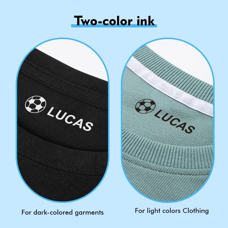 Color: Clear - Children's Name Seal Custom Double -layer black and white ink Student's Stamp Kindergarten Clothes Waterproof Name StickerStamp