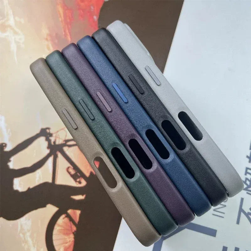 Material: aluminum, Color: Brown - Original Apple Leather With Magsafe Case For iPhone 16 Pro Max 16 Plus Case Wireless Charging Magnetic Cover 16Pro With Box