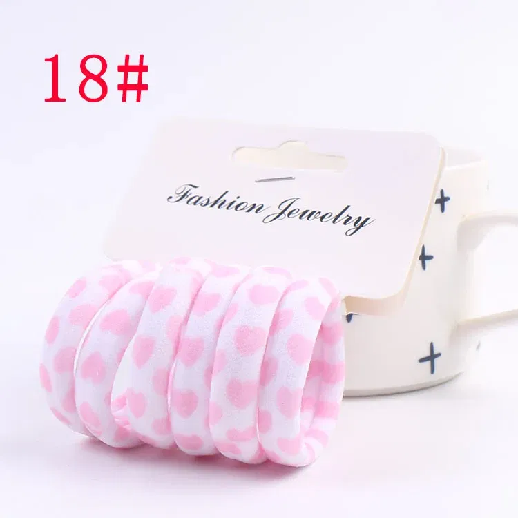 Color: Beige, Ships From: CHINA - 6PCS/Sett Cute Girls Elastic Hair Bands Scrunchies Ponytail Holder Rubber Bands Hair Ties Sweet Kids Hair Rope Hair Accessories