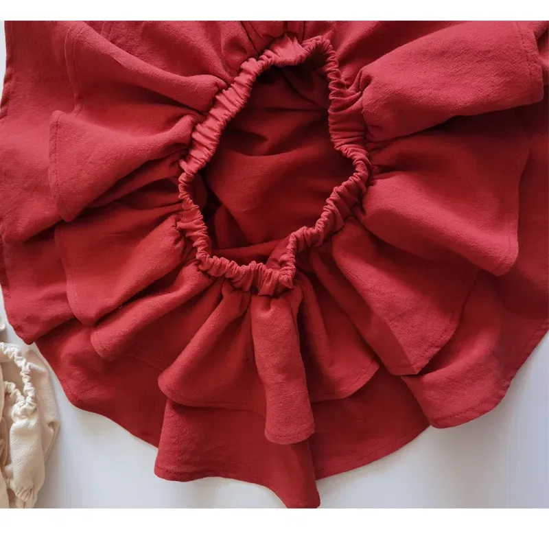 Color: Orange, Kid Size: 3M - Double Layers Ruffles Lace Baby Skirt Pants Summer Cotton Linen Kids Pettiskirt Toddler Dancing Wedding Clothing Tutu Skirt