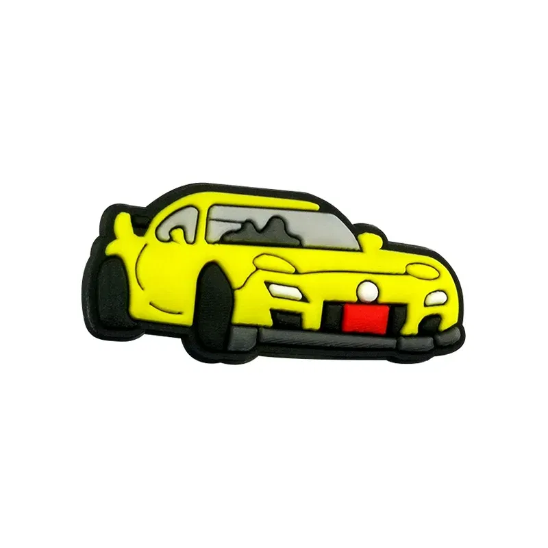 Color: GRAY - 1pcs Clog Charms Cars Cool Roadster SUV PVC Clips Accessories Mini Classic Car Shoe Charms Turbine Clog Pin Kids Gift