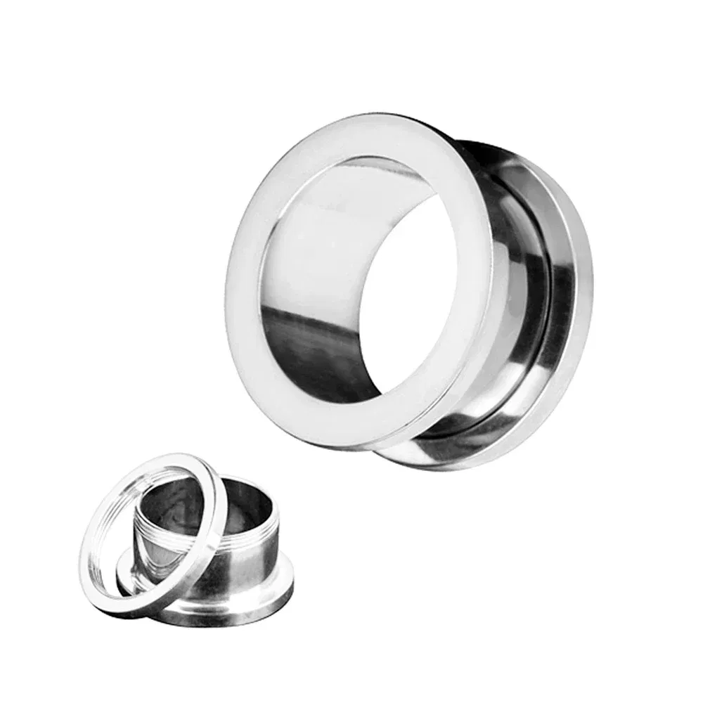 Metal color: Light Yellow Gold Color, Main Stone Color: Gold - 2PCS Multi Color Steel Screw Fit Tunnel Ear Plug Stretcher Gauge 3-25mm Ear Lobe Tunnel Expander