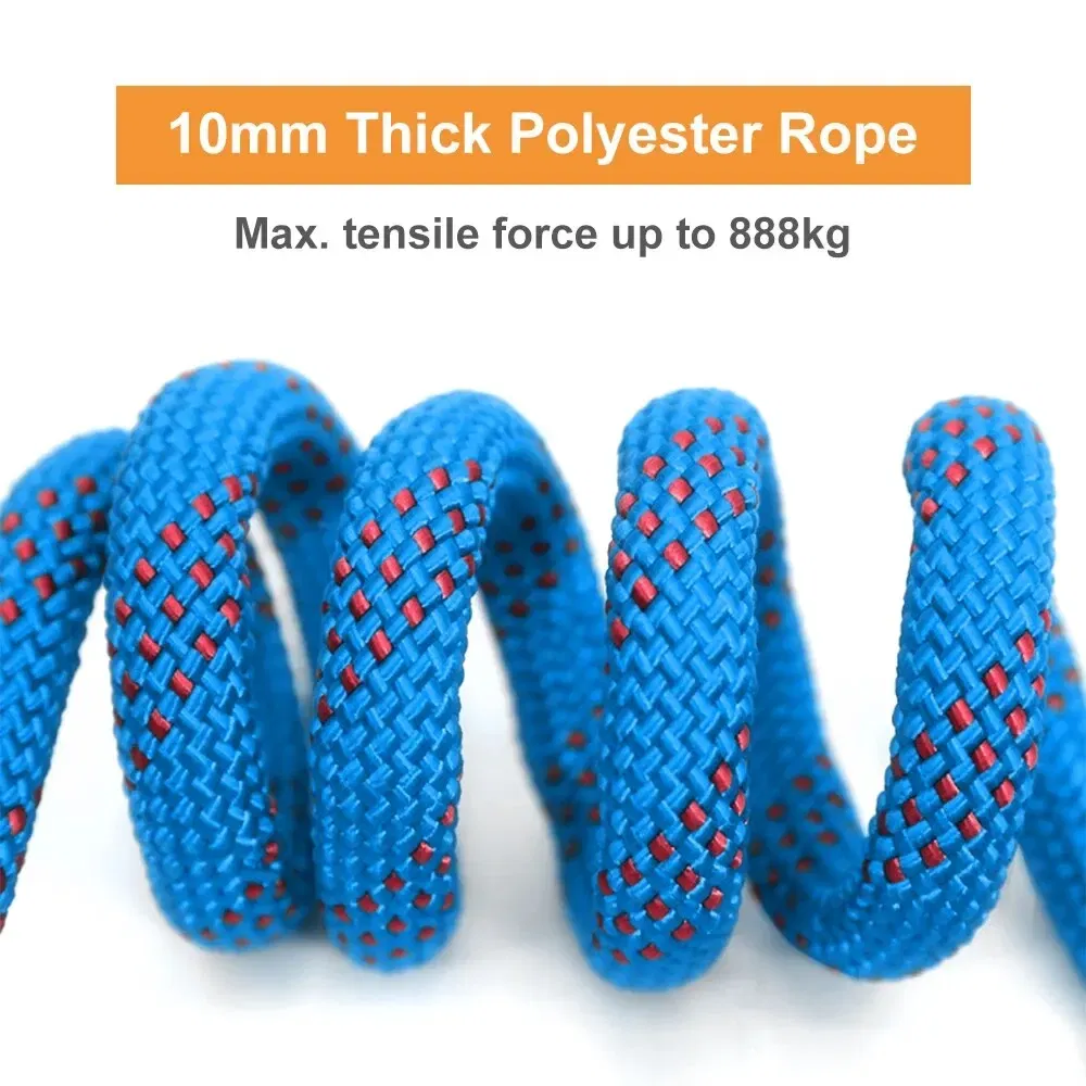 Color: light green - Tomshoo 10mm Rock Climbing Rope 10M/20M/30M Outdoor Static Rapelling Rope for Fire Rescue Safety Escape Climbing Accessories