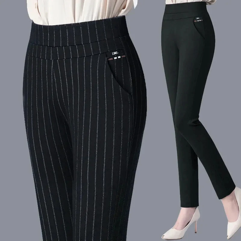 Color: WHITE, Size: S - Thin & Thick Warm Winter Pencil Pants Womens Snow Plush Strench Lady OL SkinnyTrousers Femal Thichen Slim Clothing Leggings
