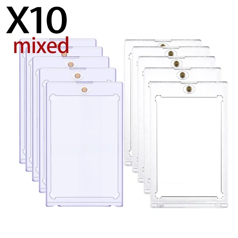 Color: light green - 10-1Pcs 35PT Hard Magnetic Card Holder for Kpop Idol Photo Cards Protective Sports Trading Card Toploaders Sleeves Display Case