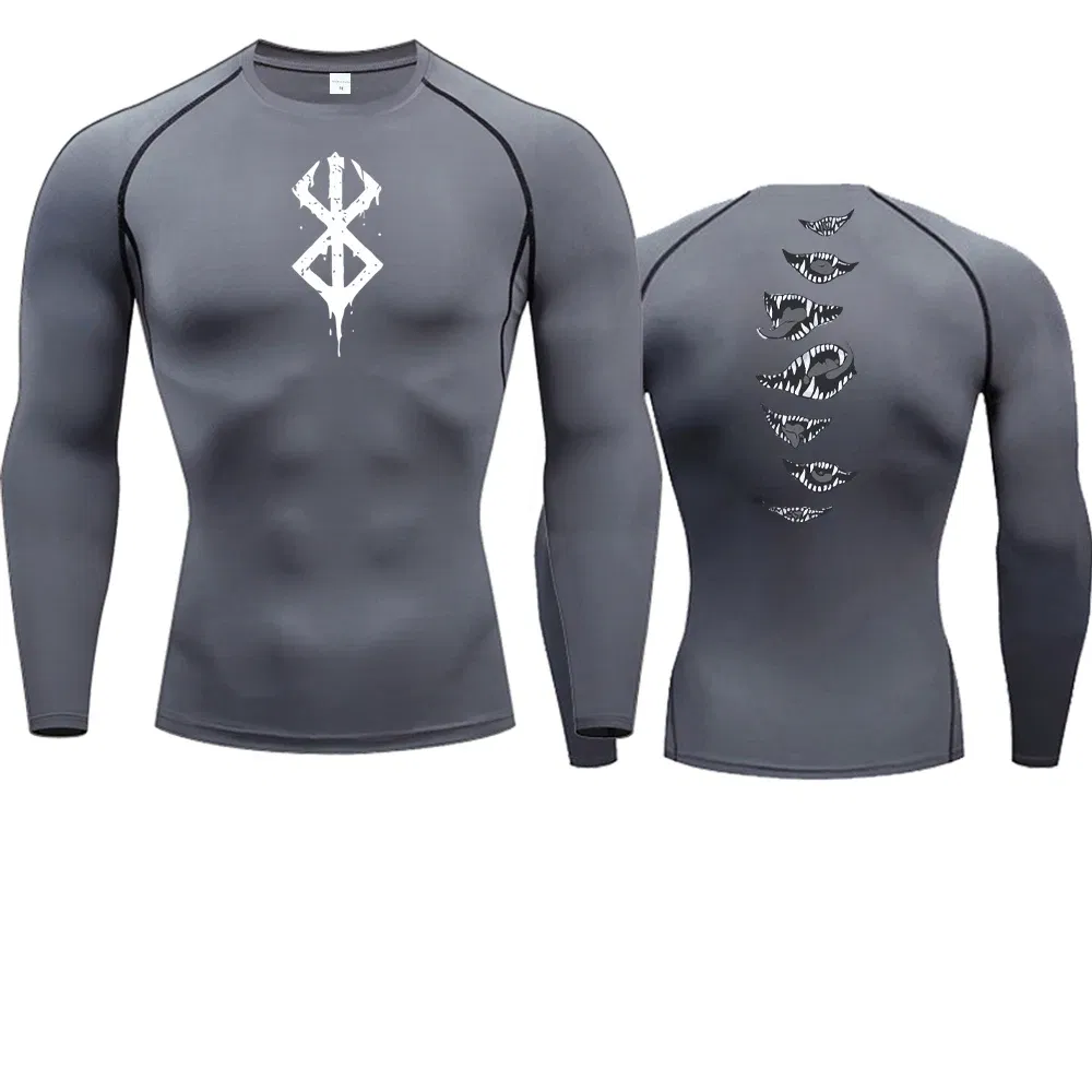 Color: Red, Size: S - 2024Anime Berserk Guts Men's Compression Shirt Fitness Sport Running Tight Gym TShirts Athletic Quick Dry Tops Tee Summer
