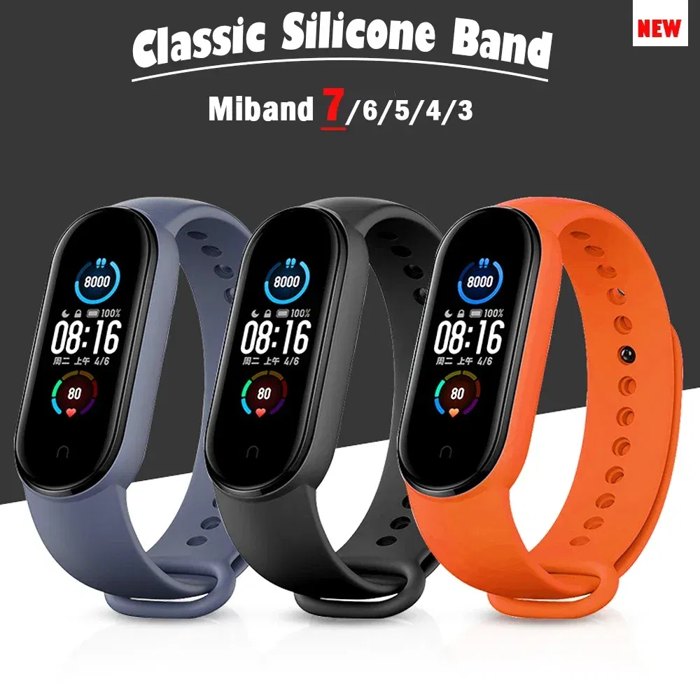 Band Color: silver white, Band Width: 22mm, Ships From: CHINA - Silicone Watch Strap For Xiaomi Mi Band 7 6 5 4 3 Wristband Bracelet Wrist Straps MiBand 3/4 band5 band6 Smartwatch Accessories