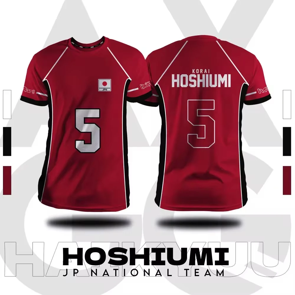Color: Gold, Size: 5XL - Haikyuu Fukurodani Red Cartoon Anime Cosplay Men Jersey Summer Short Sleeve Children Tee Top 2024 New Fashion Mens T-shirt