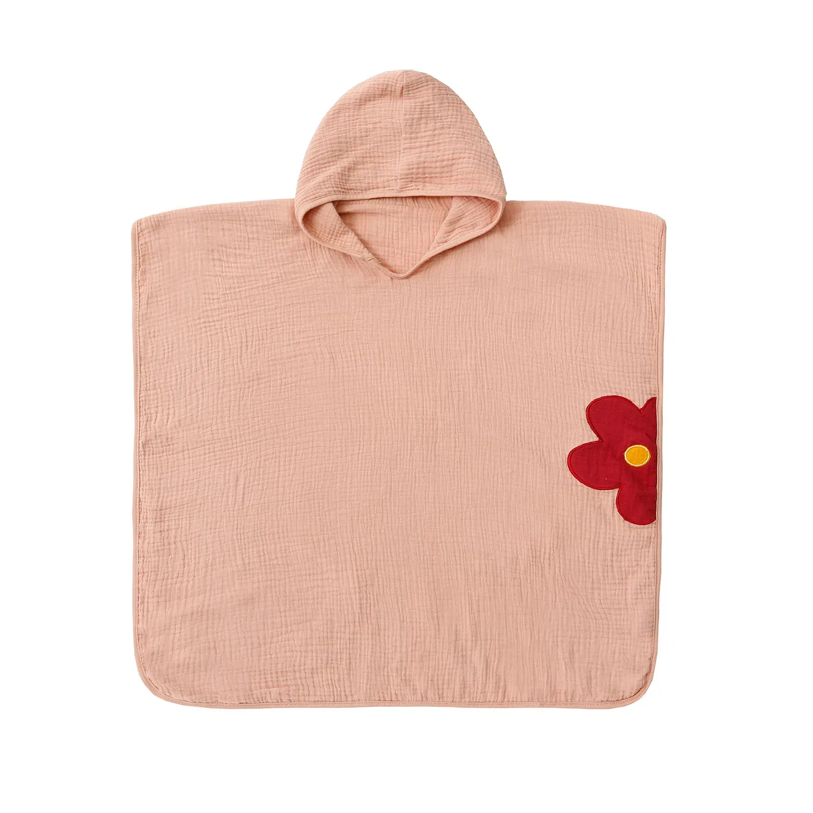 Color: WHITE - Muslin Baby Hooded Poncho Towel Children's Hooded Bath Towel Soft Kids Beach Bathing Stuff Infant Washcloth