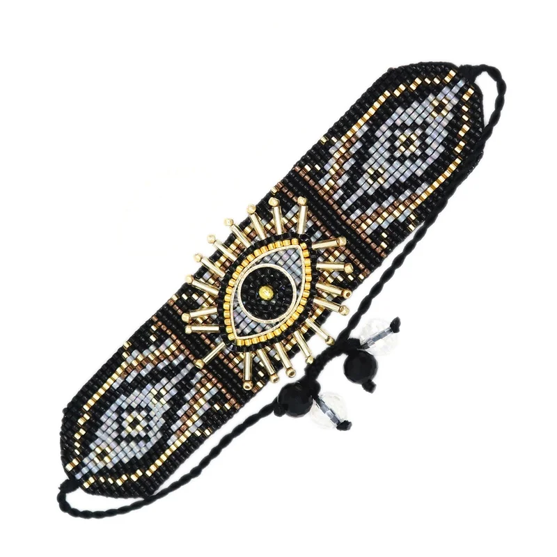 Metal Color: REDDISH BROWN - ALIYA Miyuki Beads Evil Eye Bracelet Bohemian Mujer Pulseras Moda Women Armband Jewelry Handmade Braided Bracelet Wholesale
