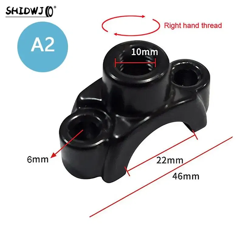 Color: Dark Grey - New 22mm Handlebar 10mm ThreadMotorcycle Master Cylinder Brake Lever Mirror Mount Clamp Rear View Mirror Holder Adapter