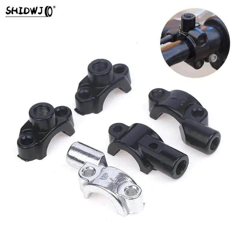 Color: Dark Grey - New 22mm Handlebar 10mm ThreadMotorcycle Master Cylinder Brake Lever Mirror Mount Clamp Rear View Mirror Holder Adapter