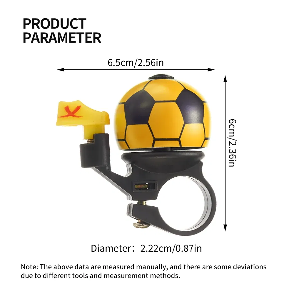 Color: Red - VXM Bicycle Bell Loud Mini Cartoon Football Road Cycling MTB Bike Aluminum Bell Ring Safety Football Bell Ring Horn Handlebar