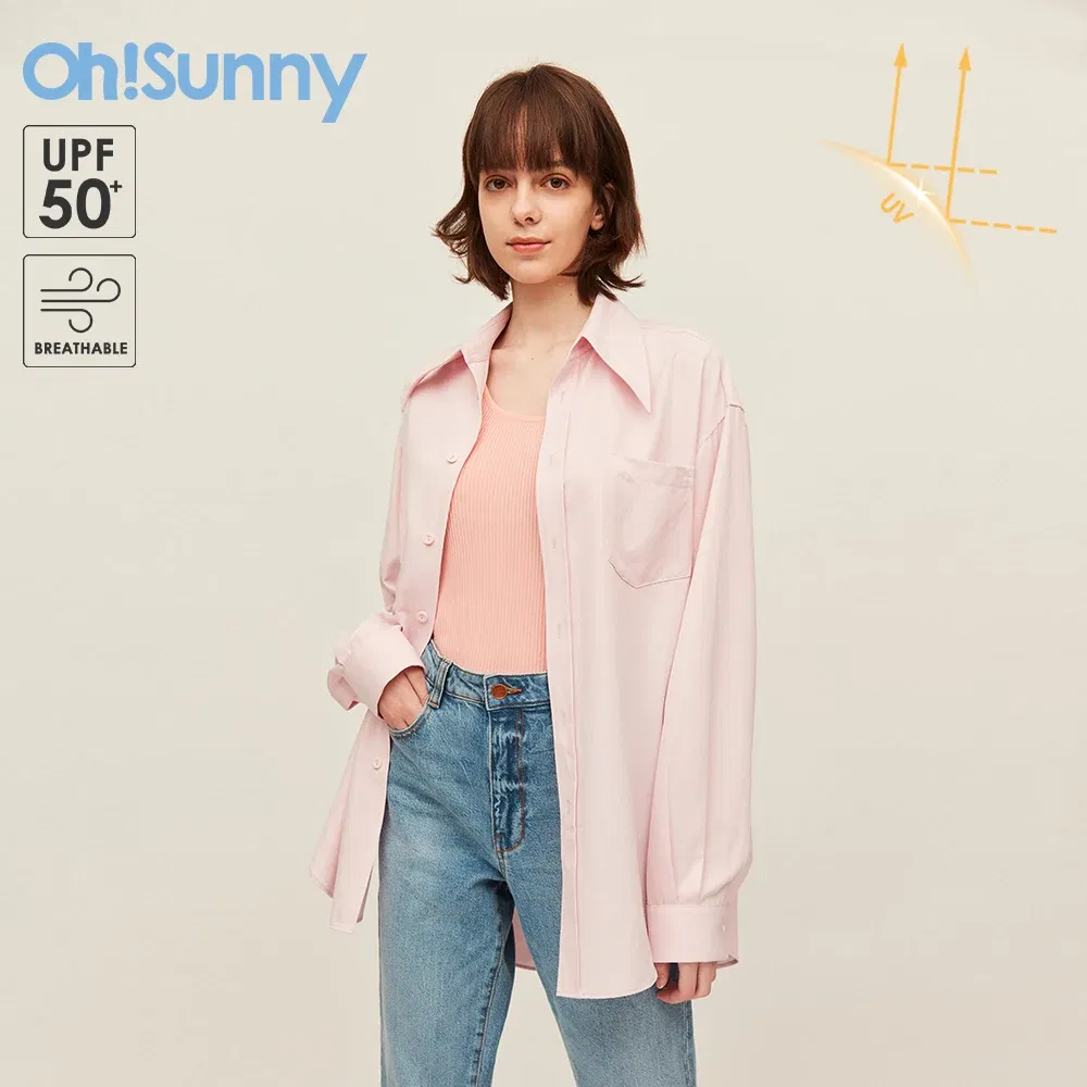 Color: PURPLE, Size: L - OhSunny Women Shirts Sun Protection Long Sleeve Coat UPF50+ Anti-UV Breathable Fashion Loose Blouse Outdoor Spring Summer Tops