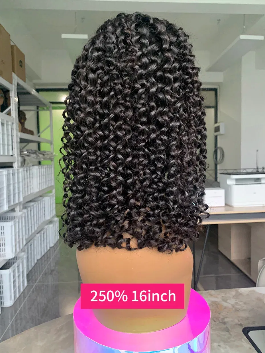 Hair Color: Natural Color, Ships From: CHINA, Stretched Length: 10inches, Density: 250% - Curly Wigs Full 250 Density Short Bob Wig Human Hair Vietnamese Raw 13x4 13x6 Double Drawn Jerry Curly Lace Front Human Hair Wig