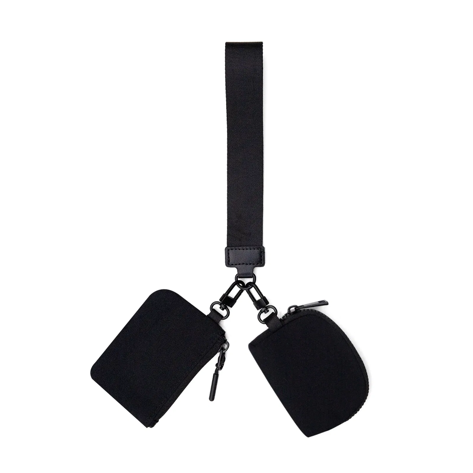Color: green - Mini Dual Coin Pouch Solid Color Wristlet Keychain Wallet Change Pocket Handbag lulu Coin Purse Women Portable Key Card Holder