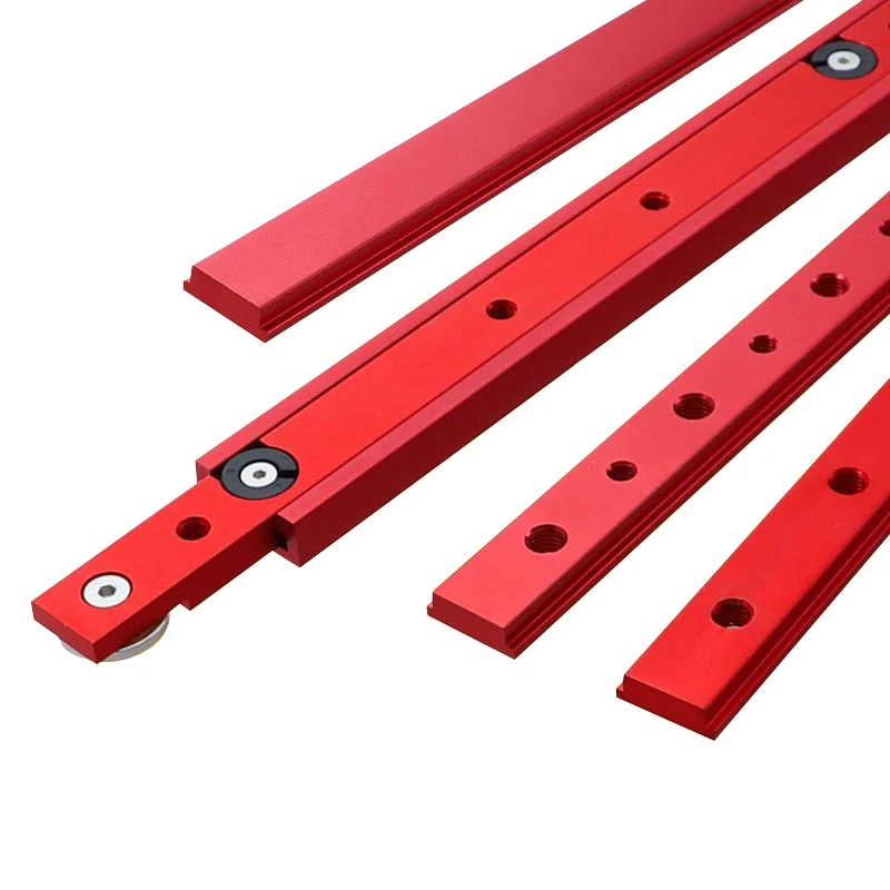 Color: Red, Silver Tone, Number of Pieces: 19pcs, Ships From: CHINA - Table Saw Miter Bar Slider Gauge Rod T Slot Miter Track M6/M8T Screw Fixture Slot Aluminum Alloy for DIY Woodworking Router