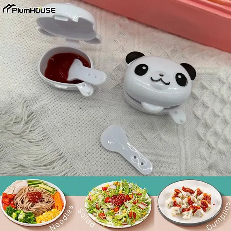 Color: Silver - 2Pcs Lunch Bento Soy Sauce Box Container Cute Plastic Condiment Dispenser Mini Portable Salad Dressing Tomato Ketchup Bottle Jar
