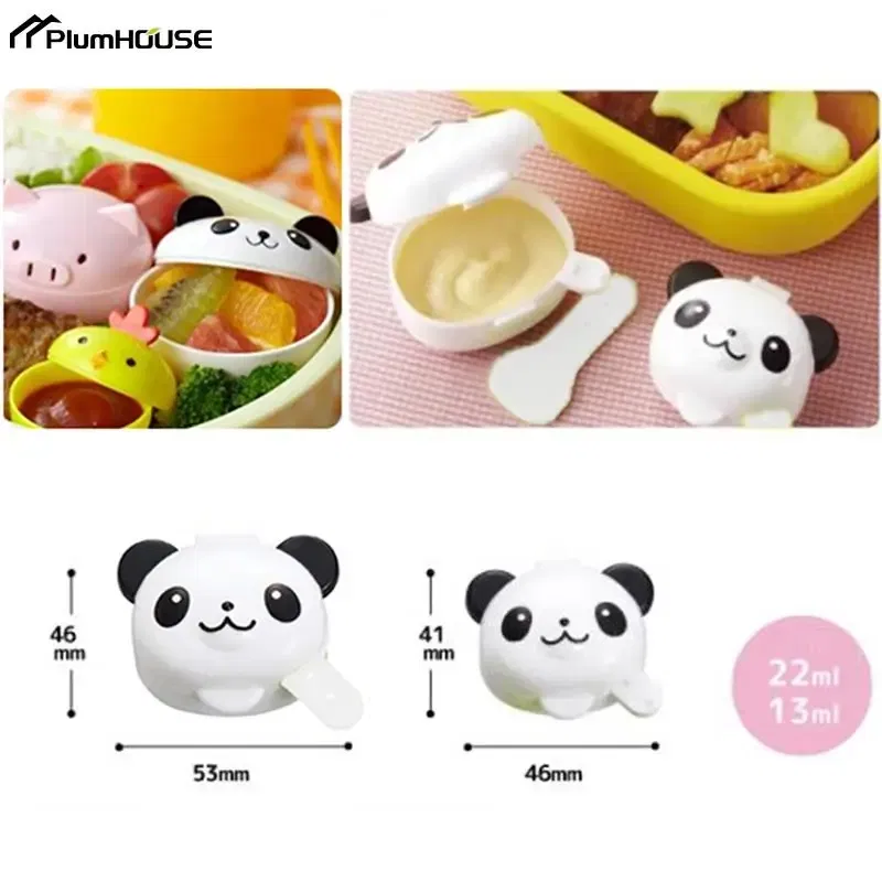 Color: Silver - 2Pcs Lunch Bento Soy Sauce Box Container Cute Plastic Condiment Dispenser Mini Portable Salad Dressing Tomato Ketchup Bottle Jar
