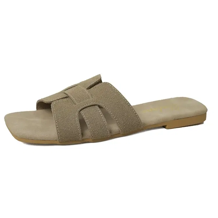 Color: Khaki, Shoe Size: 41 - Summer New Women Slippers Flat Bottom Non-slip Outdoor Open Toe Beach Female Sandals Sexy Fashion Design Slides Woman Shoes