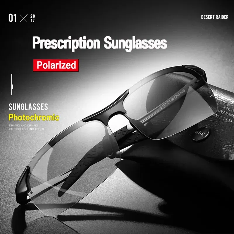 Lenses Color: PURPLE, Frame Color: Brown - Myopia Photochromic Sunglasses Diopter Polarized Driving Goggle Men Chameleon Change Color transition Prescription Sun Glasses