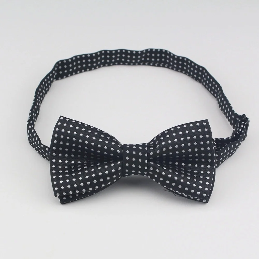 Color: black - Korean Formal Dress Dots Bow Ties For Kids Business Bowknot Bridegroom Best Man Bowties Polka Dot Butterfly Cute Neckties Gift