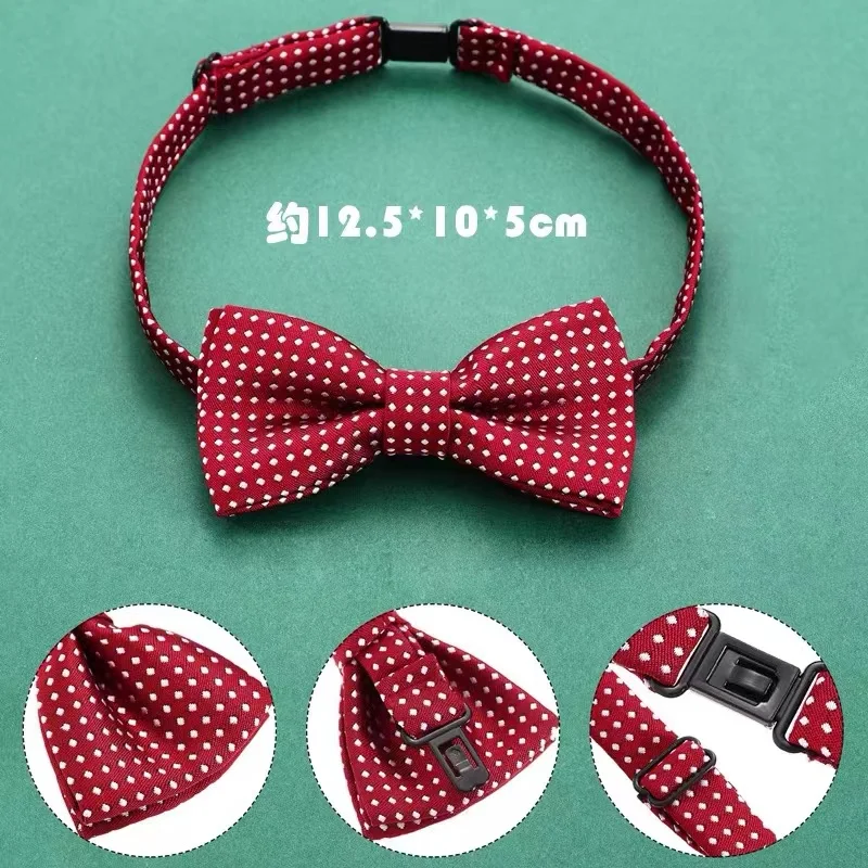 Color: black - Korean Formal Dress Dots Bow Ties For Kids Business Bowknot Bridegroom Best Man Bowties Polka Dot Butterfly Cute Neckties Gift