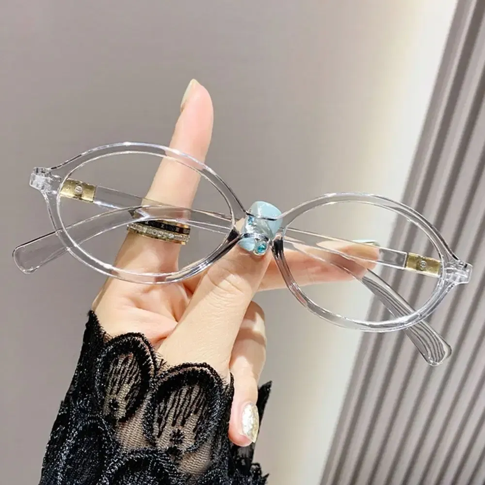 Frame Color: Brown - Y2K Retro Oval Frame Glasses Women Female Sweet Cool Eyewear Trend Reading Computer Anti Blue Light Eyeglasses