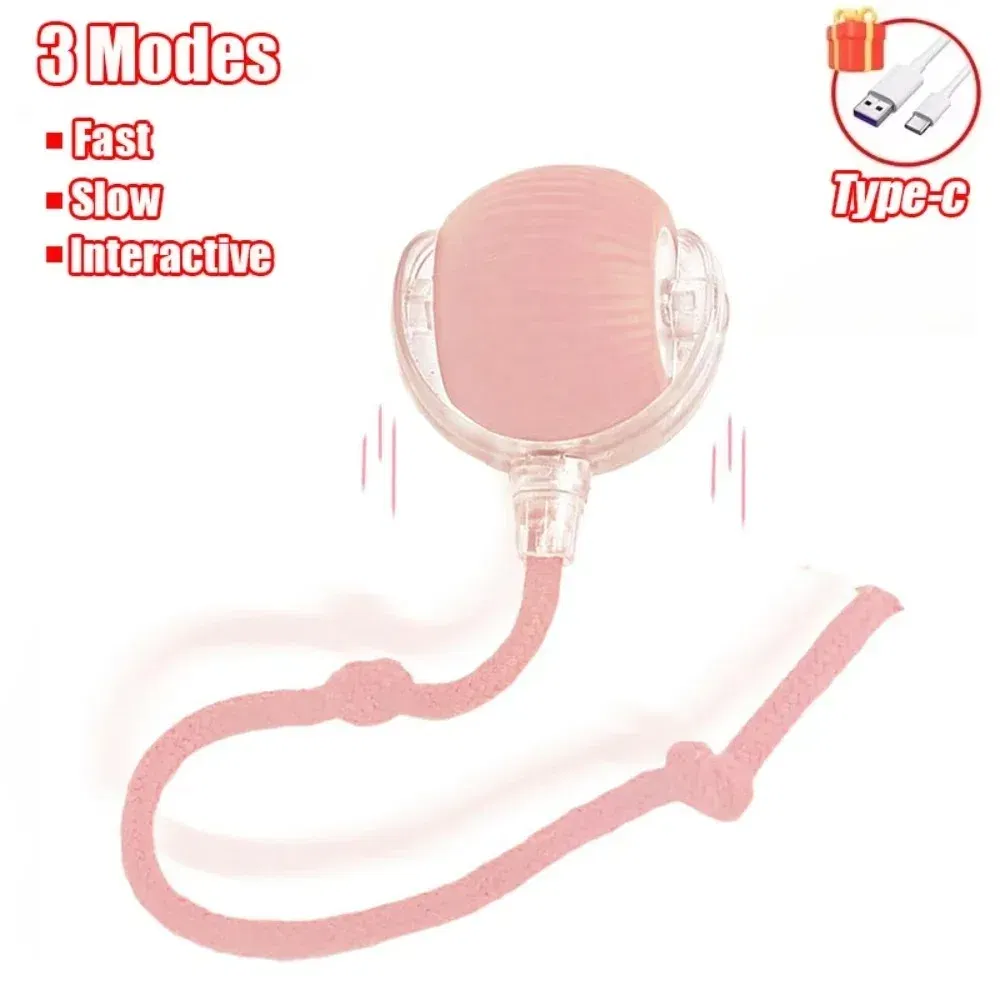 Color: Red - New Cat Interactive Ball Toy Automatic Rolling Ball Faux Tail Rechargeable Smart Pet Electric Toy Dog Cat Training Imitate Mouse
