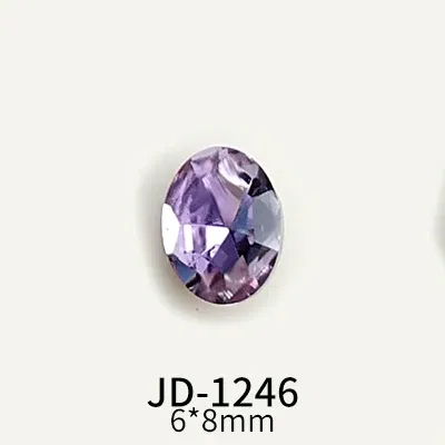Color: Silver - 20pcs Nail Art Light Purple Sparkling Crystal Glass Diamond Violet Pointed Bottom Bare Rhinestone Gem Nail Accessories Charms