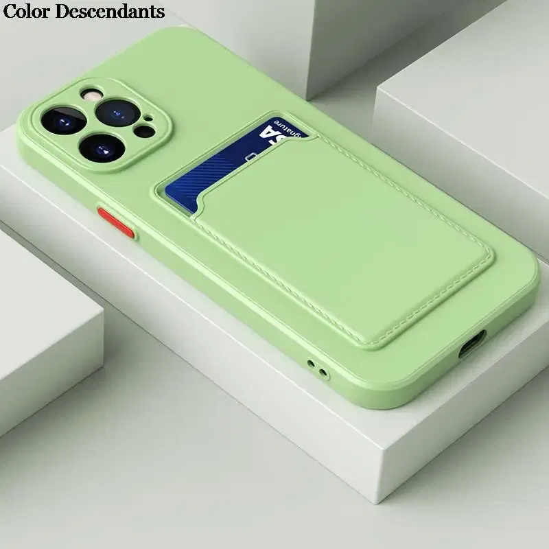 Color: army green, Material: POLYESTER - Card Holder Wallet Case For Samsung Galaxy A32 A53 A33 A13 A52 5G Case on A72 A22 A12 A51 A71 Shockproof Liquid Silicone Cover