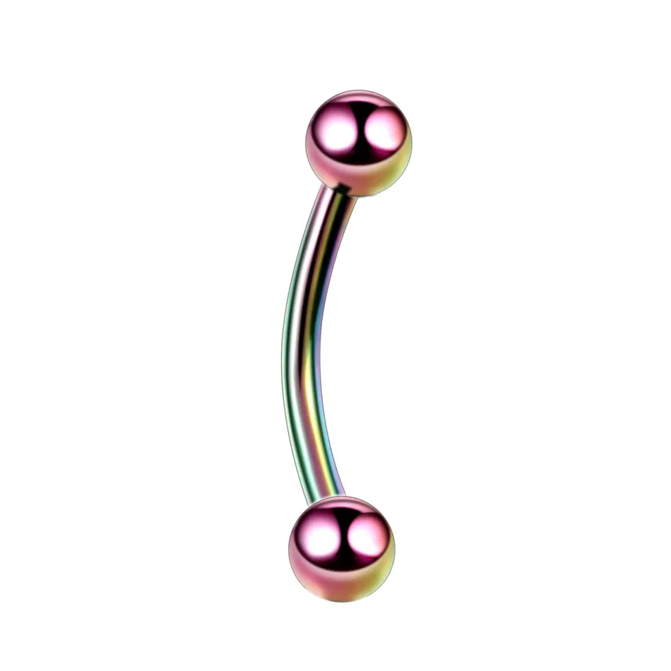 Metal color: Rhodium Plated, Main Stone Color: WHITE - G23 Titanium Epoxy Curved Barbells Eyebrow Rings Piercing Curved Bar Banana Eyebrow Ear Cartilage Tragus Body Piercing Jewelry