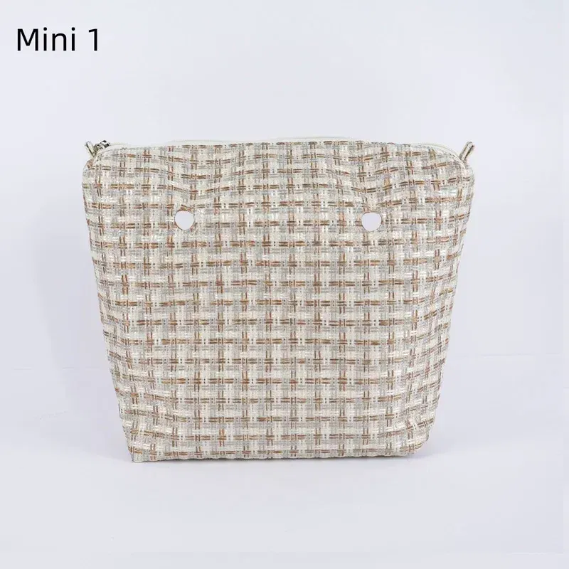 Color: Light Gold - TANQU Classic Mini linen canvas organizer fabric inner lining Insert for Obag Mini O Bag Women's Handbag Accessory
