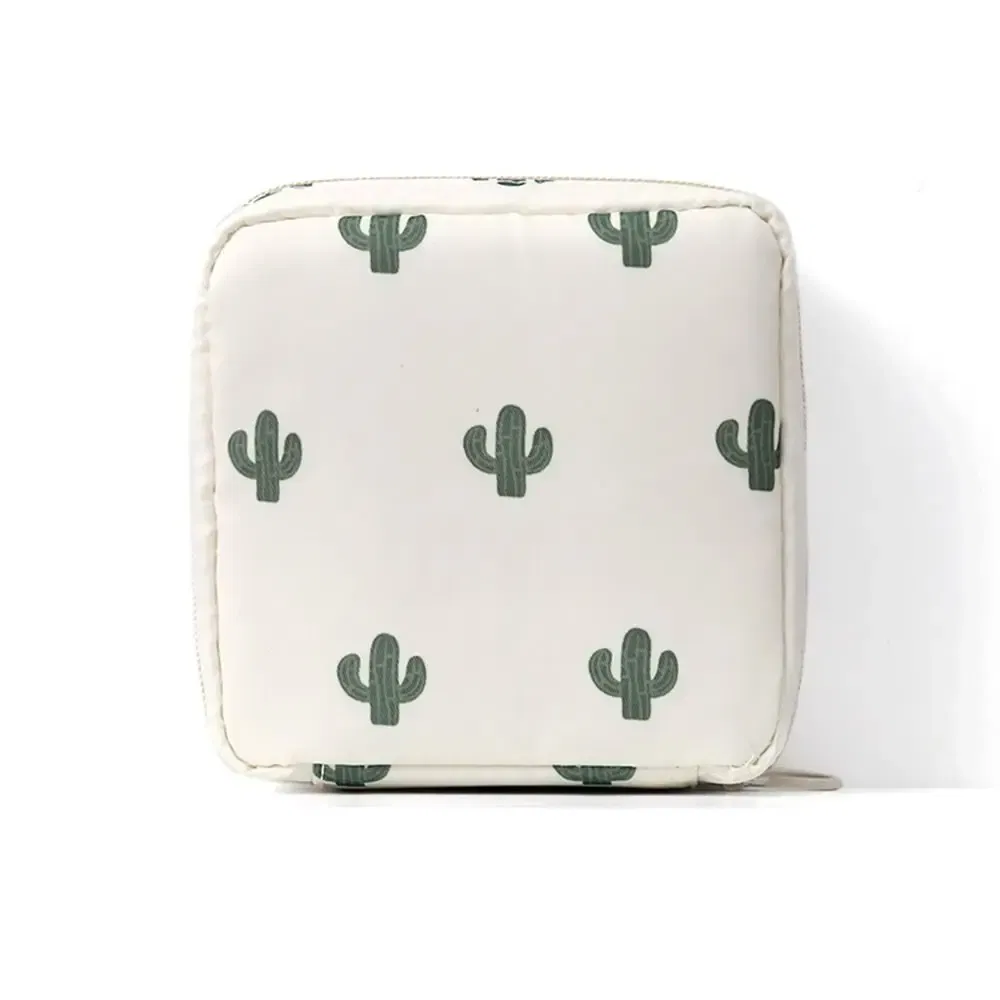Color: Beige - Girl Napkin Credit Card Holder Headphone Case Coin Clip Sanitary Bag Change Purse Tamper-Proof Storage Bag Sanitary Mat Bag