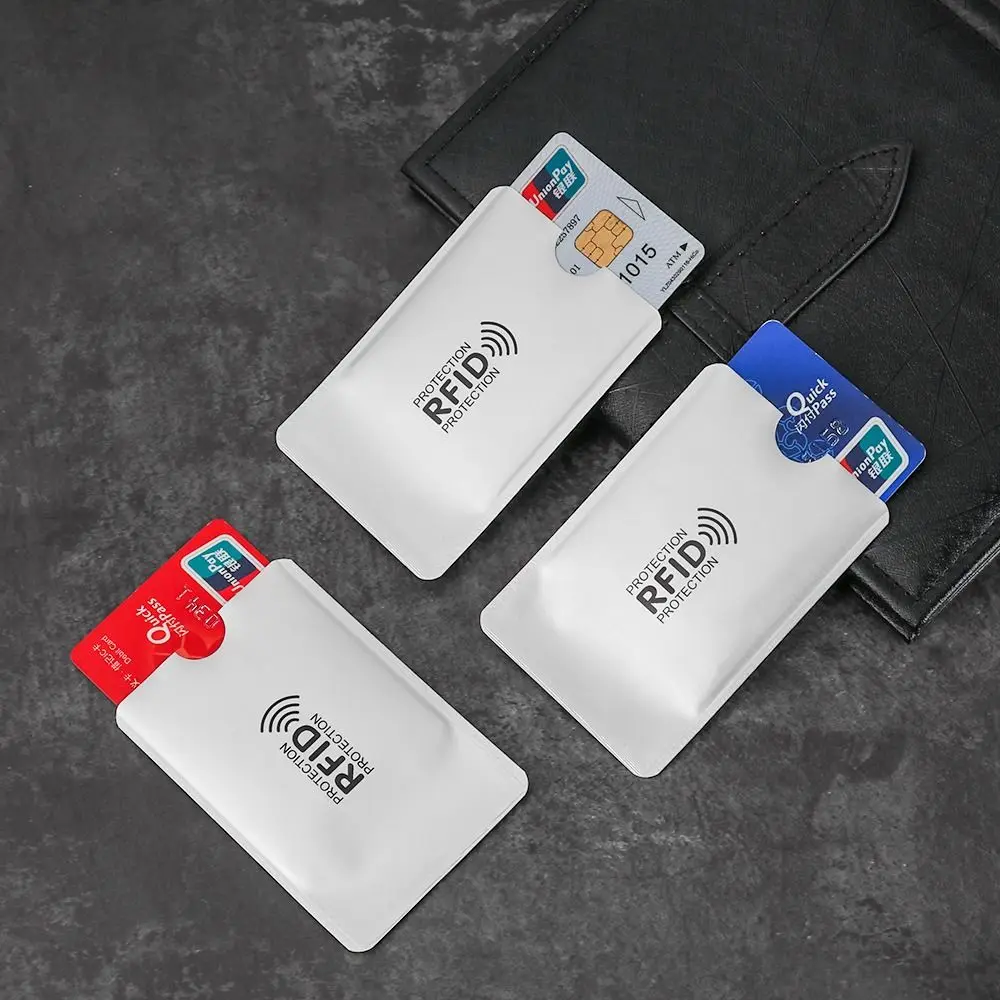 Color: black - 5pcs Anti-theft RFID Card Holder Colorful Aluminium Reader Lock Passport Protector Sleeves Safety Credit Card Sleeves