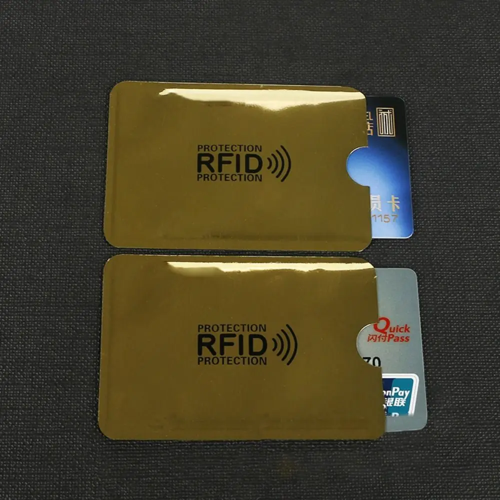 Color: black - 5pcs Anti-theft RFID Card Holder Colorful Aluminium Reader Lock Passport Protector Sleeves Safety Credit Card Sleeves
