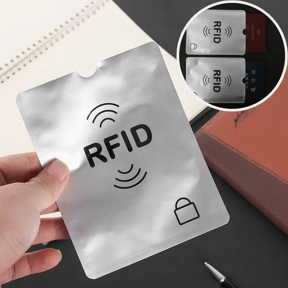 Color: black - 5pcs Anti-theft RFID Card Holder Colorful Aluminium Reader Lock Passport Protector Sleeves Safety Credit Card Sleeves