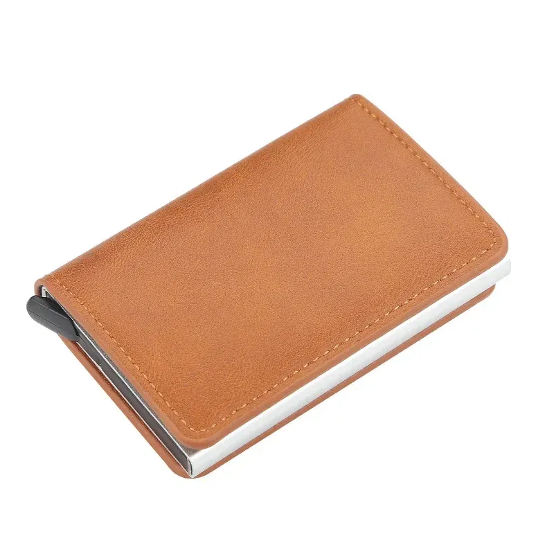 Color: Black&Red - 2024 Men Women Business ID Holders Metal Aluminum Shell Anti-degaussing Automatic Pop-up Rfid Multi-card Bit Cardholder Holders