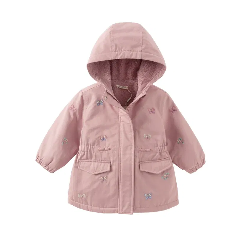 Color: PURPLE, Kid Size: 8 - Dave Bella Children Girls Baby Tops Outerwear 2024 Autumn Winter Thicken Hooded Zipper Gentle Baby Overcoat Outdoor DB4243880
