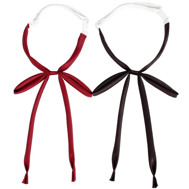 Color: Navy Blue - JK Style Uniform Collar Bowties Female Student College Shirt Neck Ties Solid Color Red Black Bowknot Elegant Daily Neckwear Gift