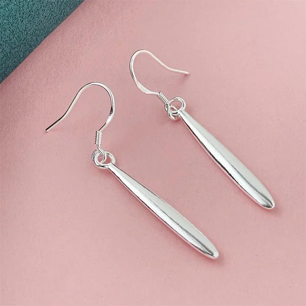 Gem Color: Turquoise - 925 Silver Heart Shape Earrings Women Exquisite Student Jewelry Accessories