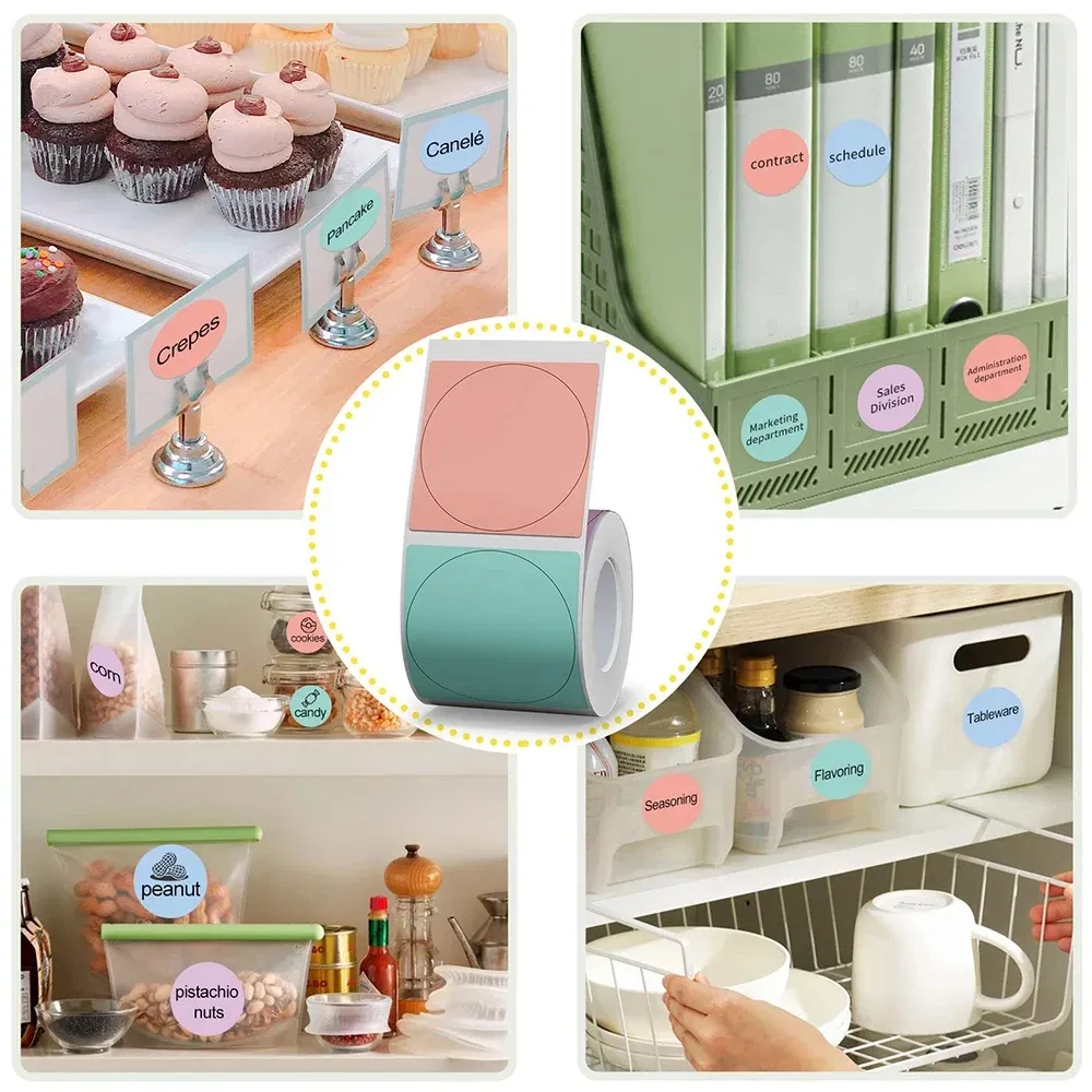 color: GRAY - Niimbot Round Color Label Sticker Self-adhesive Waterproof Thermal Sticker Label for B1/B21/B3S Label NIIMBOT