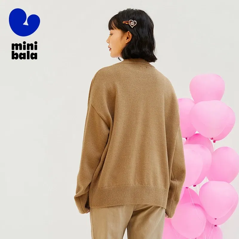 Color: Brown, Size: XL, Ships From: CHINA - Mini Bala Cardigan Sweater Girls 2024 Spring and Autumn New Arrival Mother-Daughter Outfit Parent-Child Coat