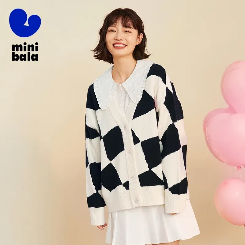 Color: Brown, Size: XL, Ships From: CHINA - Mini Bala Cardigan Sweater Girls 2024 Spring and Autumn New Arrival Mother-Daughter Outfit Parent-Child Coat