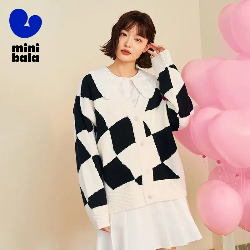 Color: Brown, Size: XL, Ships From: CHINA - Mini Bala Cardigan Sweater Girls 2024 Spring and Autumn New Arrival Mother-Daughter Outfit Parent-Child Coat