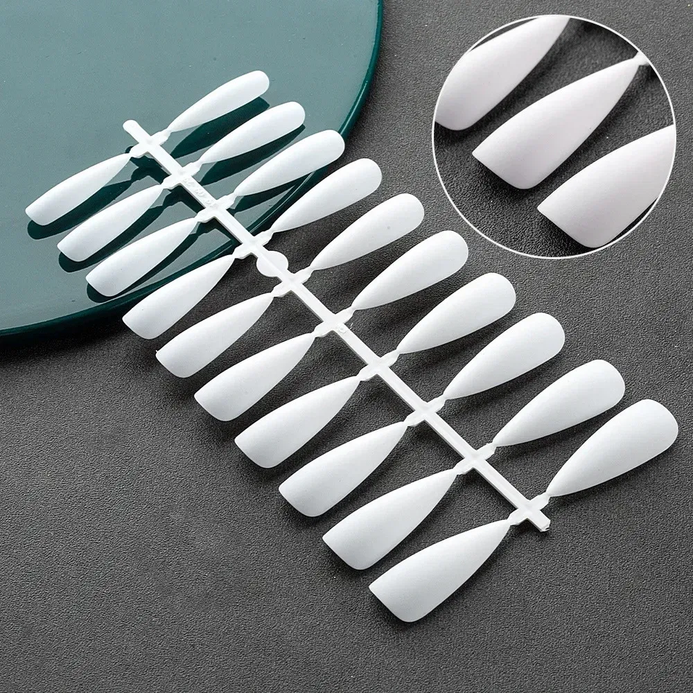 Color: GRAY - Matte False Nails 24PCS Head Frosted Press Glue on Fake Nail Tips Ballet Detachable Full Cover Artificial Fingernails