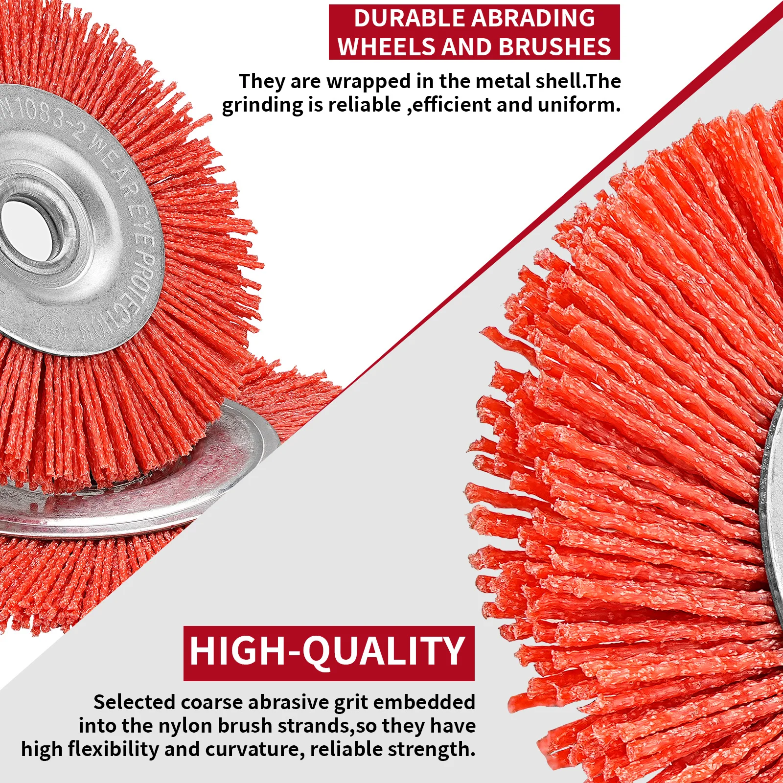 Color: Brown - 100mm/125mm Nylon Wheel Brush Abrasive Wire Polishing brush Woodworking Grinding Metal Deburring for Grinder Rotary Tool