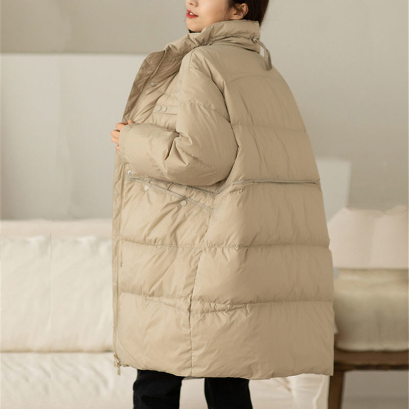 Down Jacket Women's 2022 Winter Leisure Medium Long Loose Korean Warm White Duck Down Jacket Winter Coat Women Jackets for Women